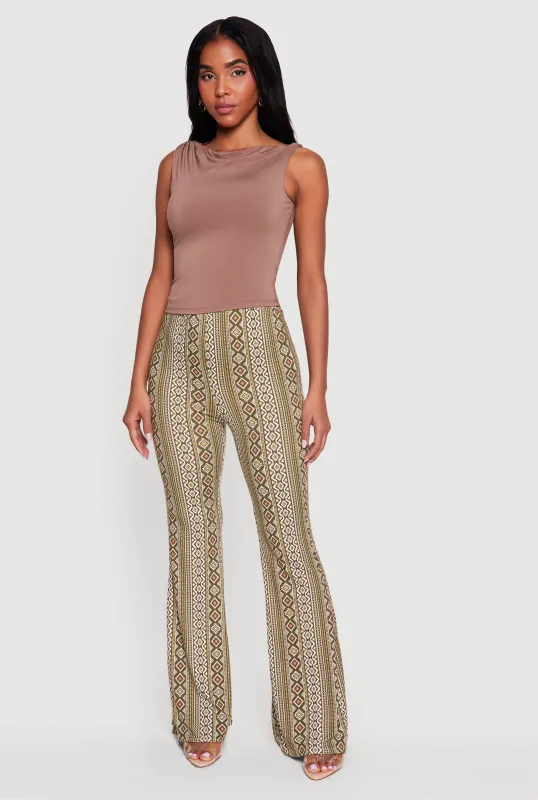 High Waisted Printed Pattern Flared Leggings made by Rainbow