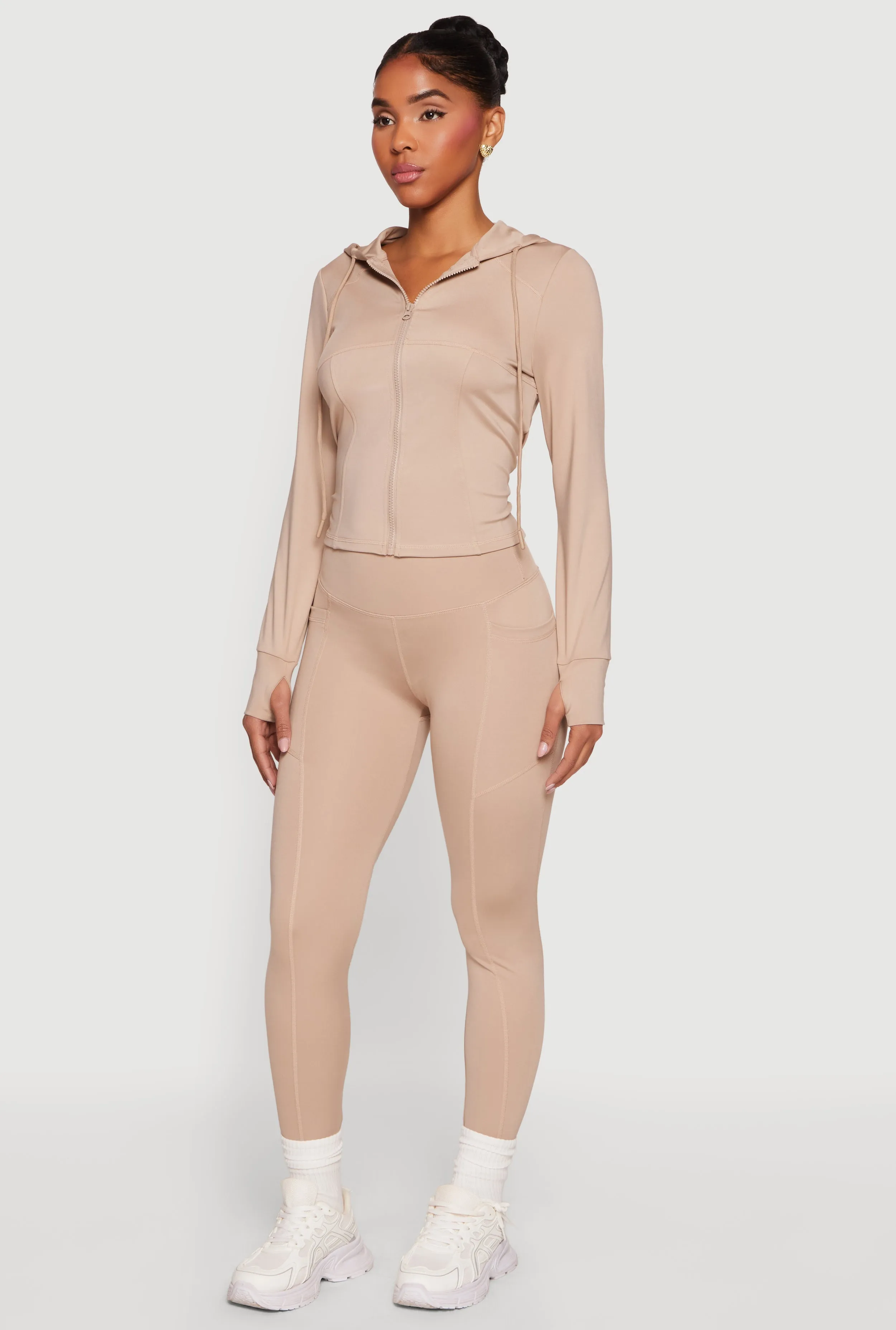 Long Sleeve Zip Front Hooded Active Jacket sold by Rainbow product image thumbnail 3