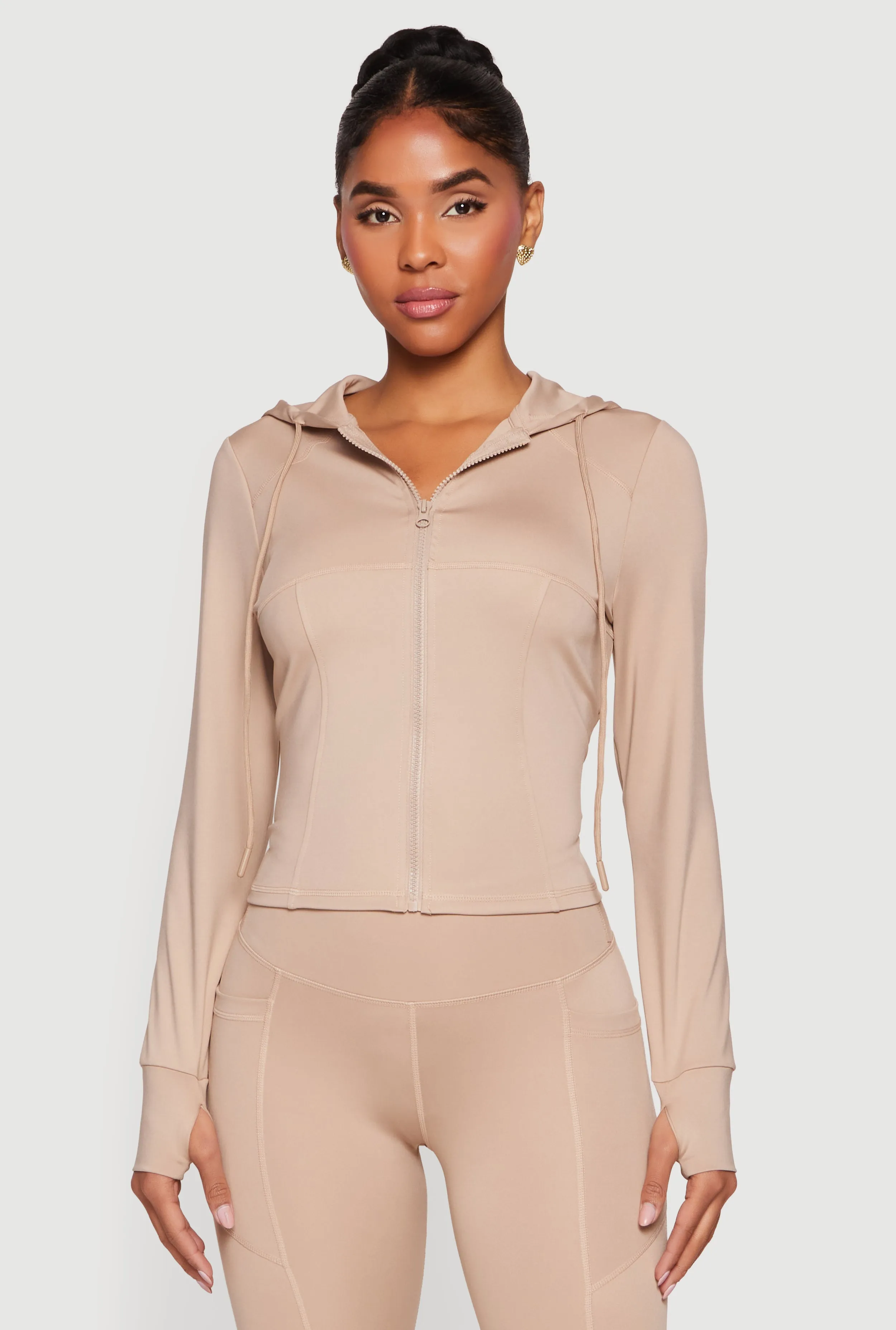 Long Sleeve Zip Front Hooded Active Jacket sold by Rainbow