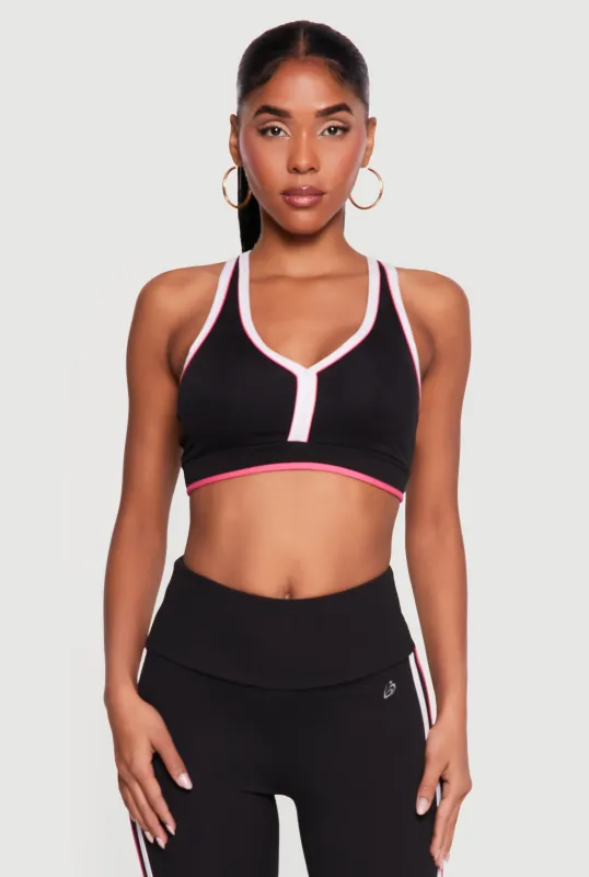 Contrast Trim Racerback Sports Bra made by Rainbow