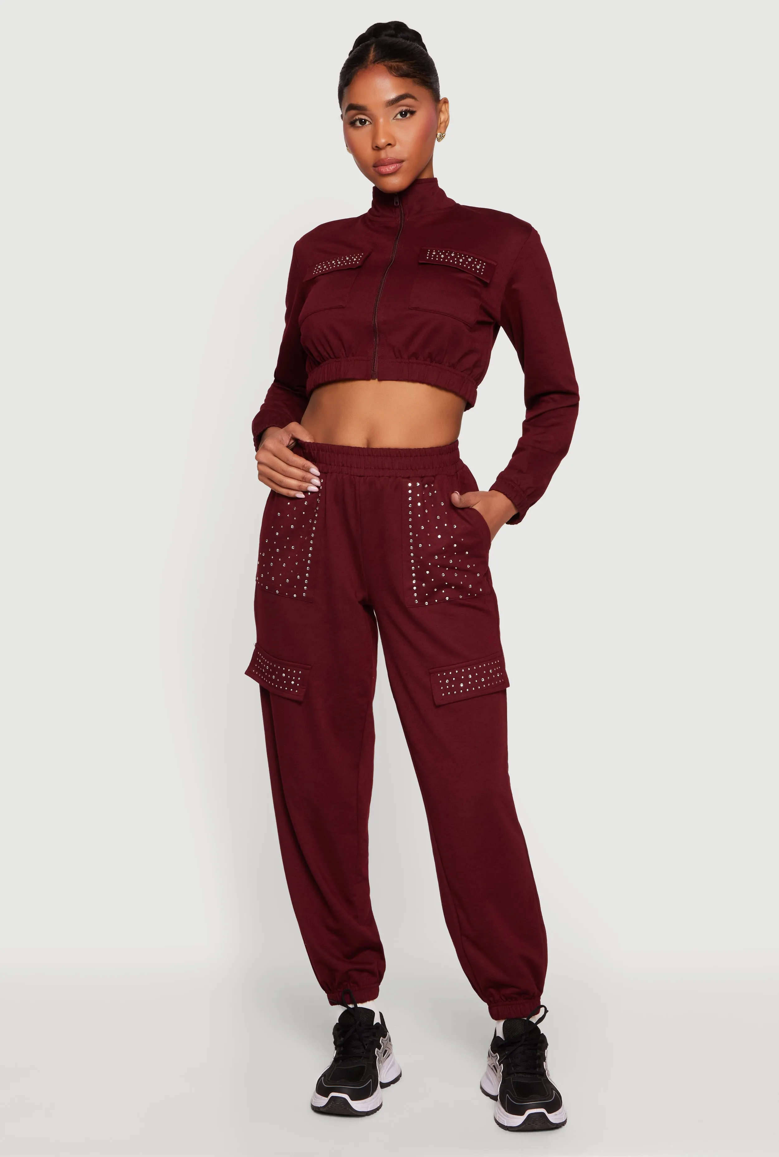 High Waisted Rhinestone Detail Joggers sold by Rainbow product image thumbnail 4