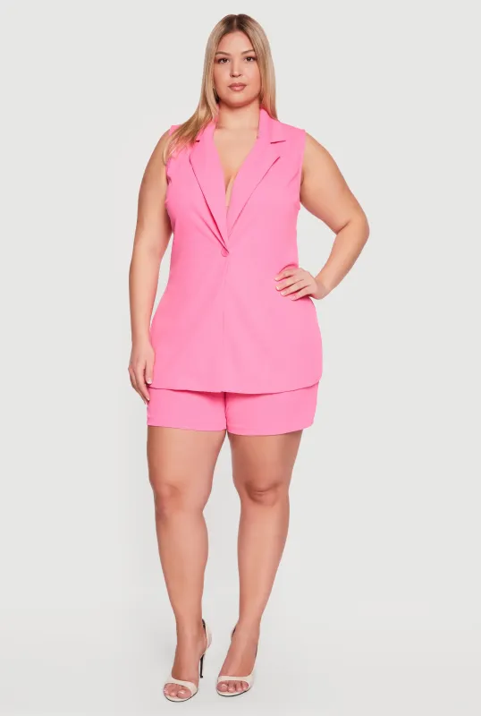 Plus Size Crepe Knit High Waisted Shorts made by Rainbow