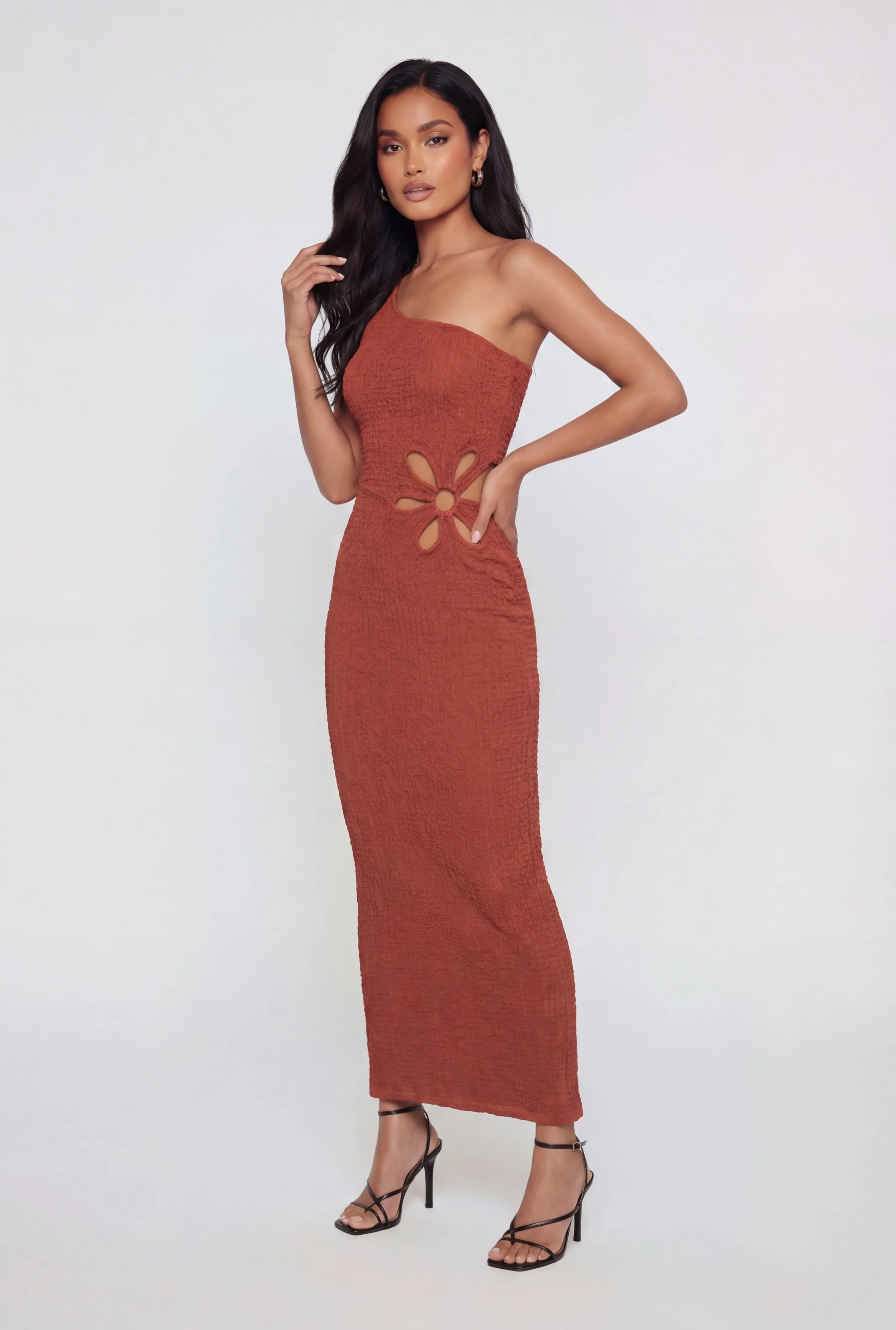 Textured Knit Flower Cutout One Shoulder Dress sold by Rainbow product image thumbnail 2