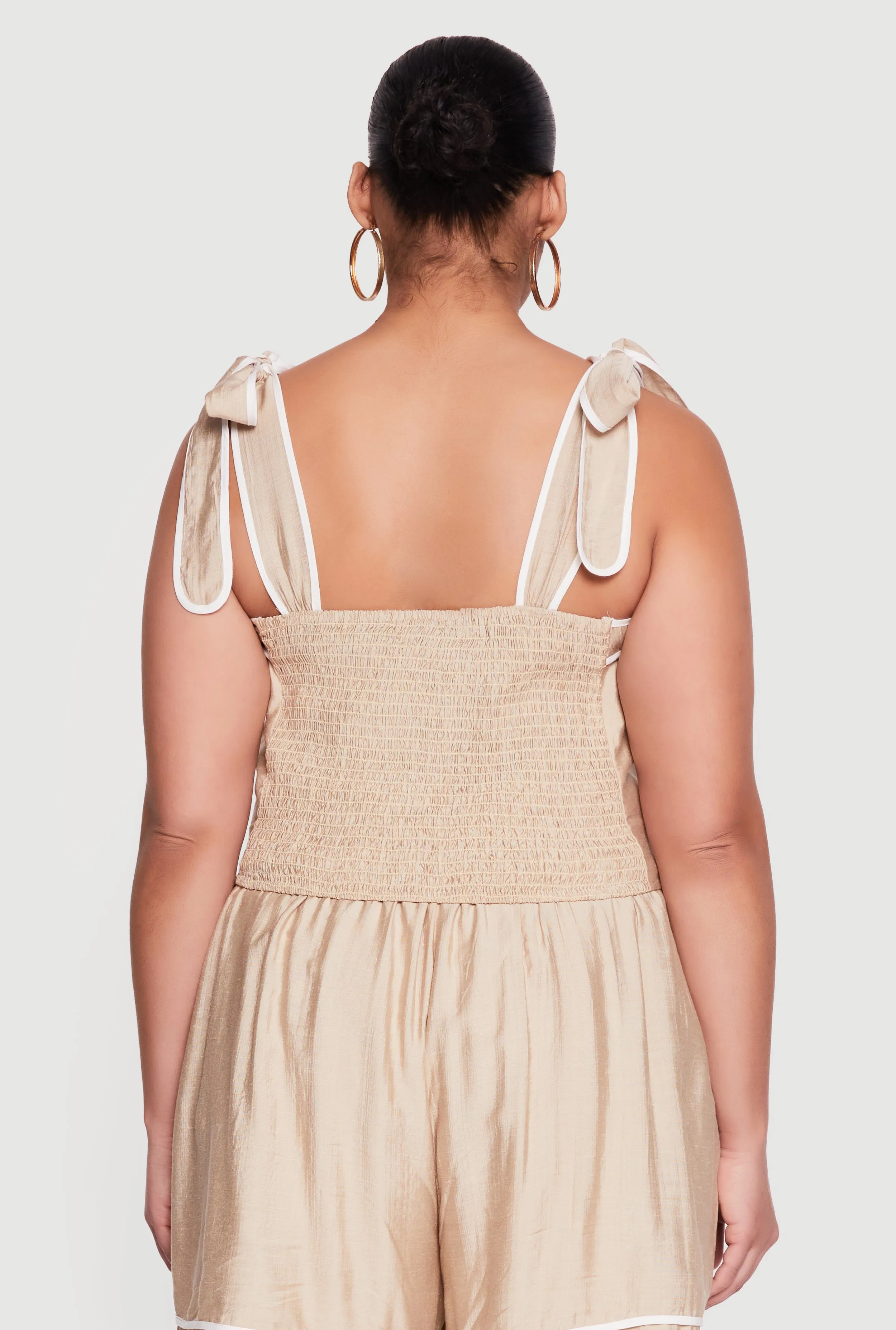 Plus Size Contrast Trim Sleeveless Top with Tie Straps sold by Rainbow product image thumbnail 5