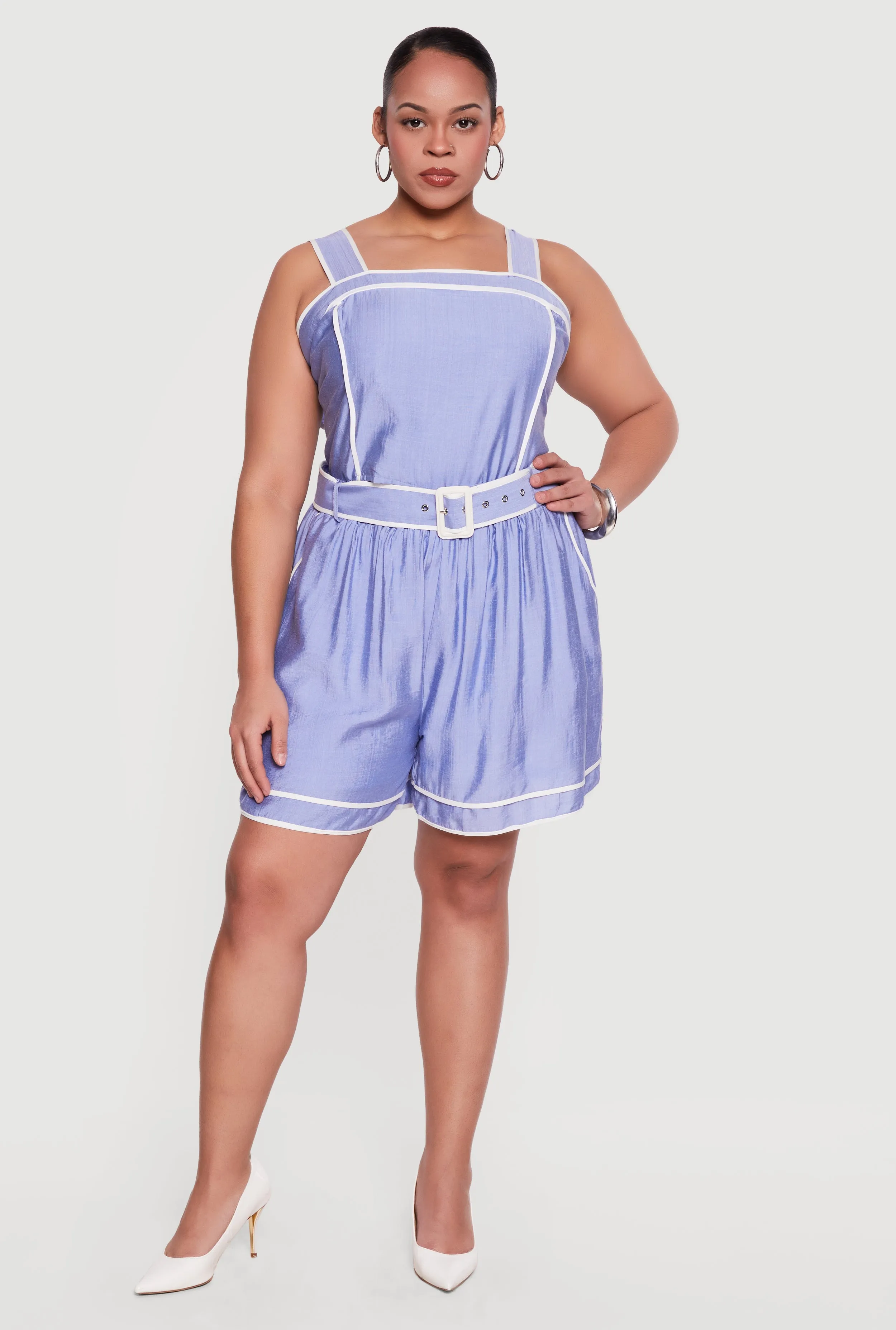 Plus Size Contrast Trim Sleeveless Top with Tie Straps sold by Rainbow product image thumbnail 2
