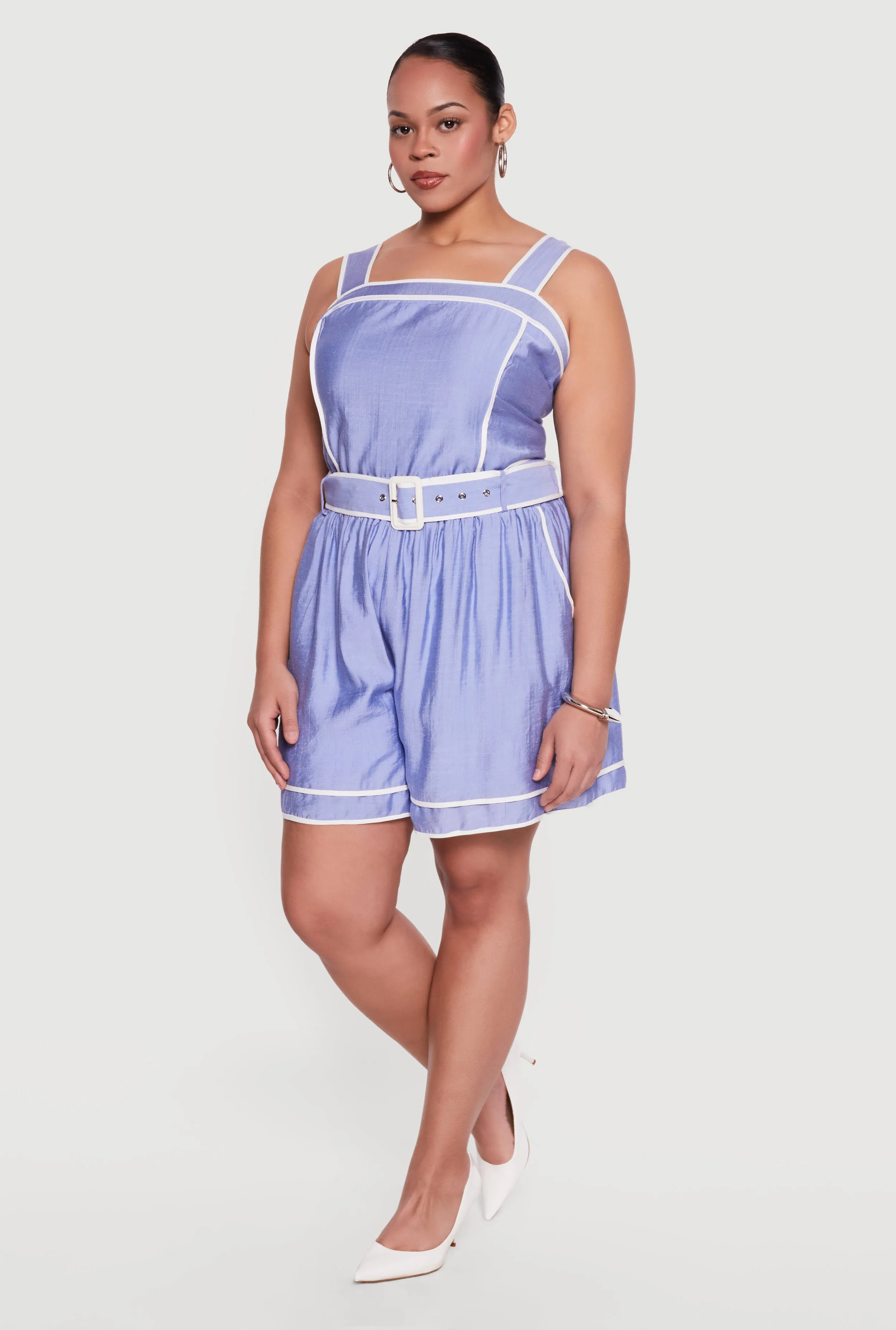 Plus Size Contrast Trim Sleeveless Top with Tie Straps sold by Rainbow product image thumbnail 3