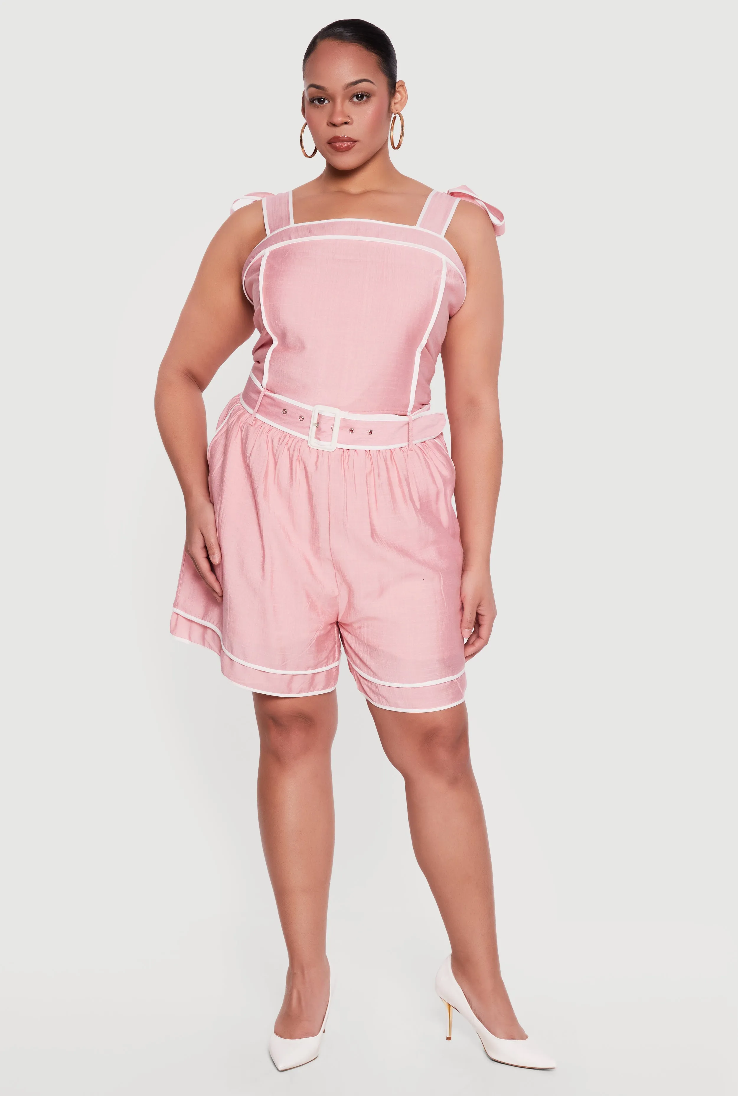 Plus Size Contrast Trim Sleeveless Top with Tie Straps sold by Rainbow product image thumbnail 2