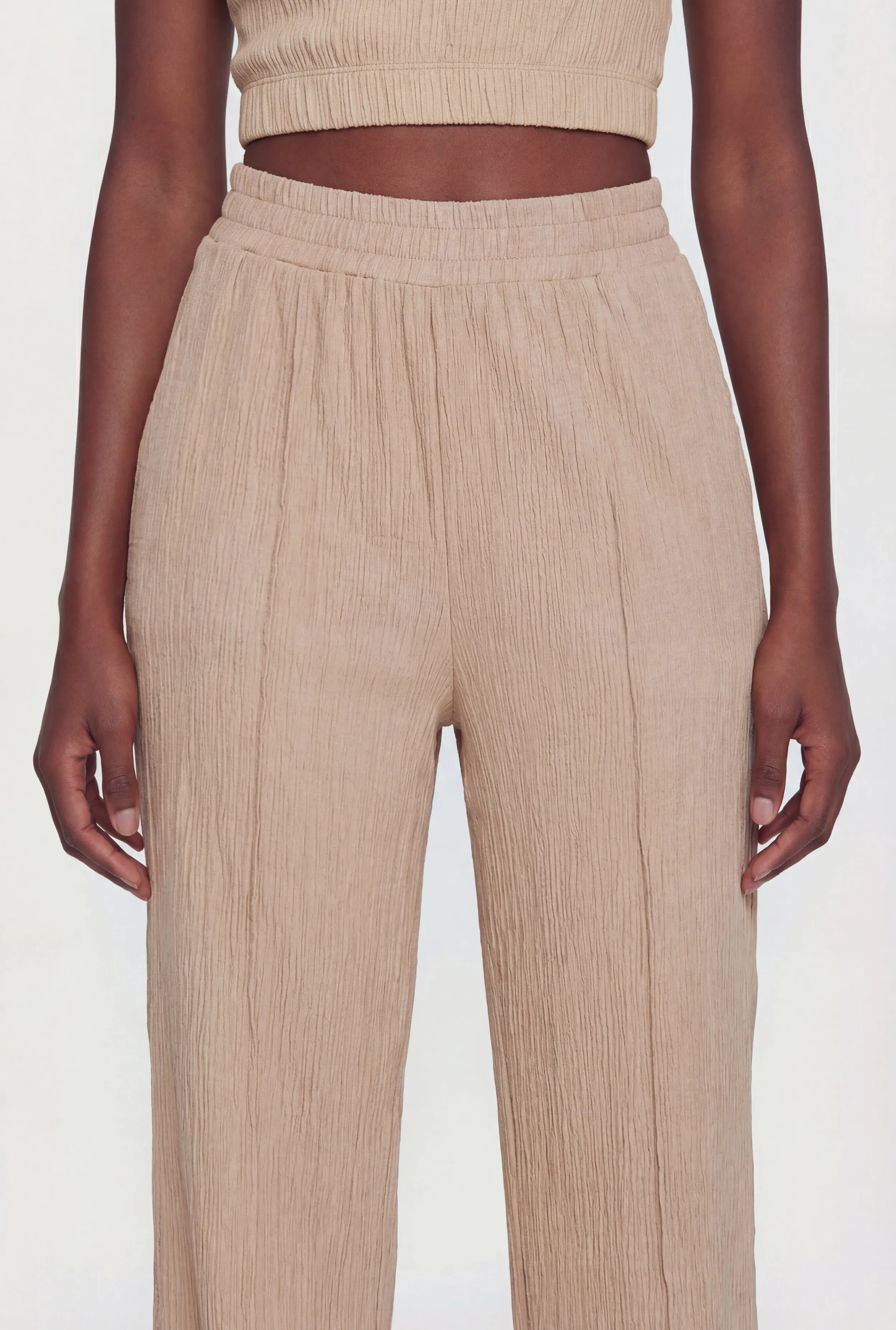 High Waisted Textured Knit Pintuck Pants sold by Rainbow product image thumbnail 3