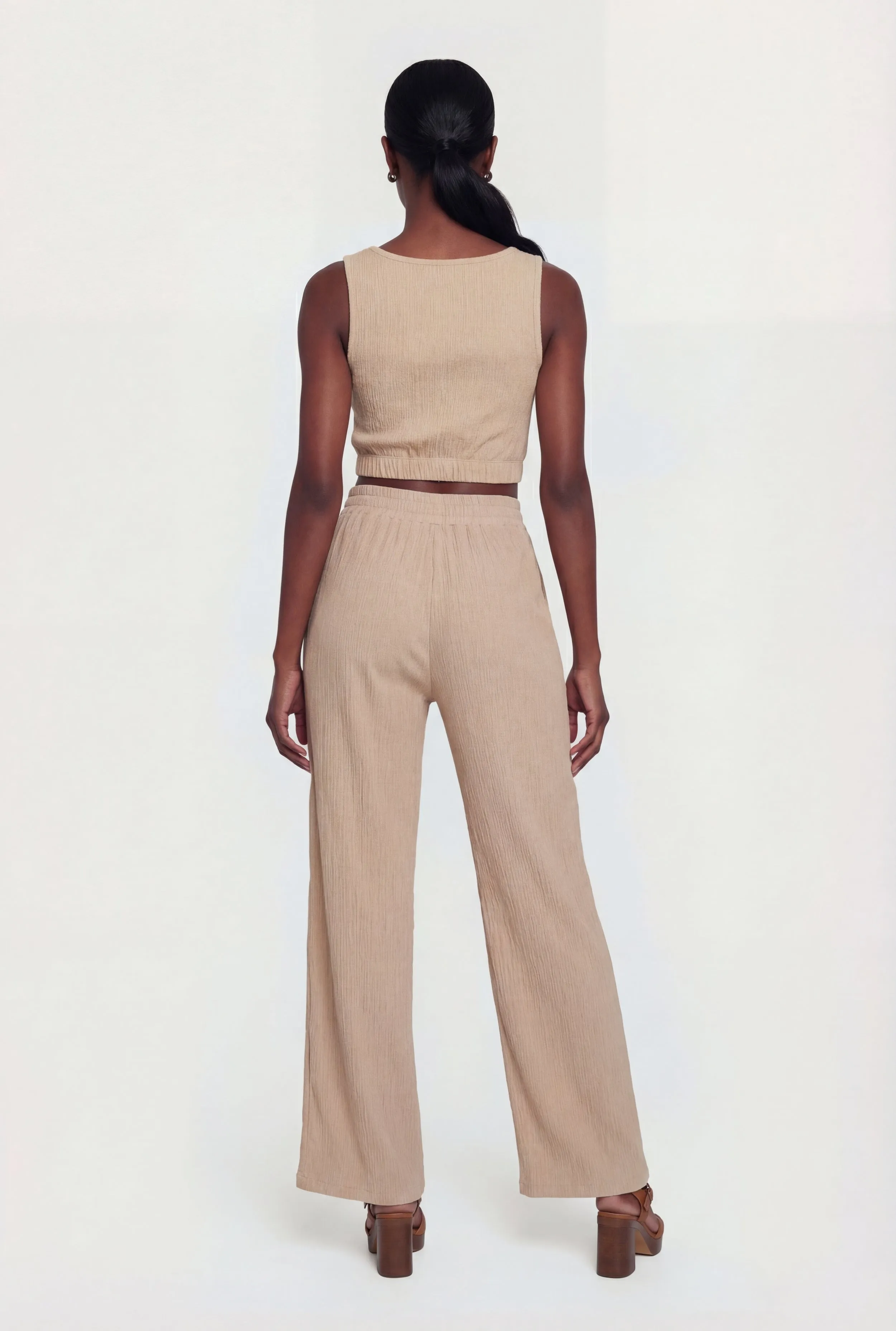 High Waisted Textured Knit Pintuck Pants sold by Rainbow product image thumbnail 5
