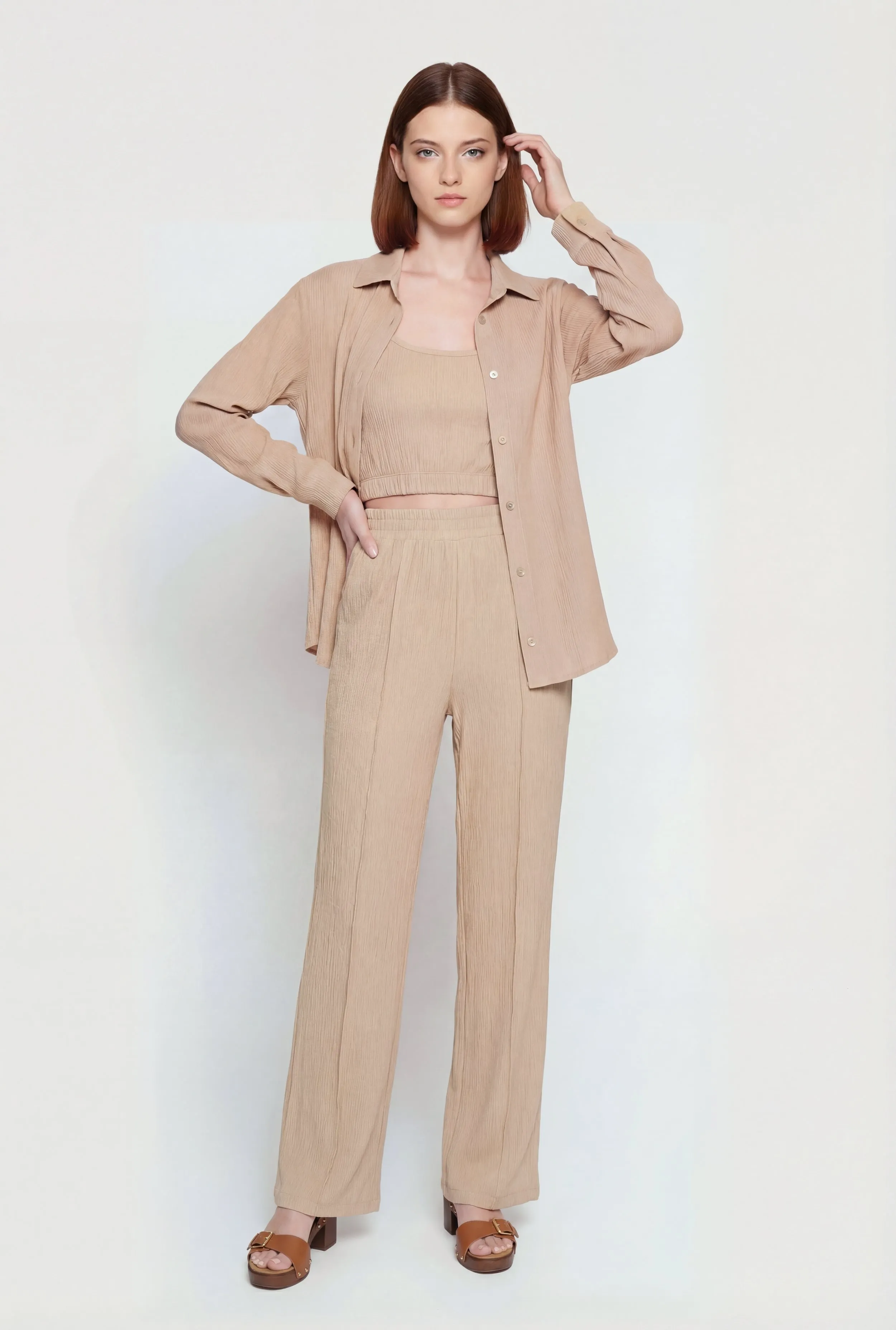 Solid Textured Knit Button Front Long Sleeve Shirt sold by Rainbow product image thumbnail 2