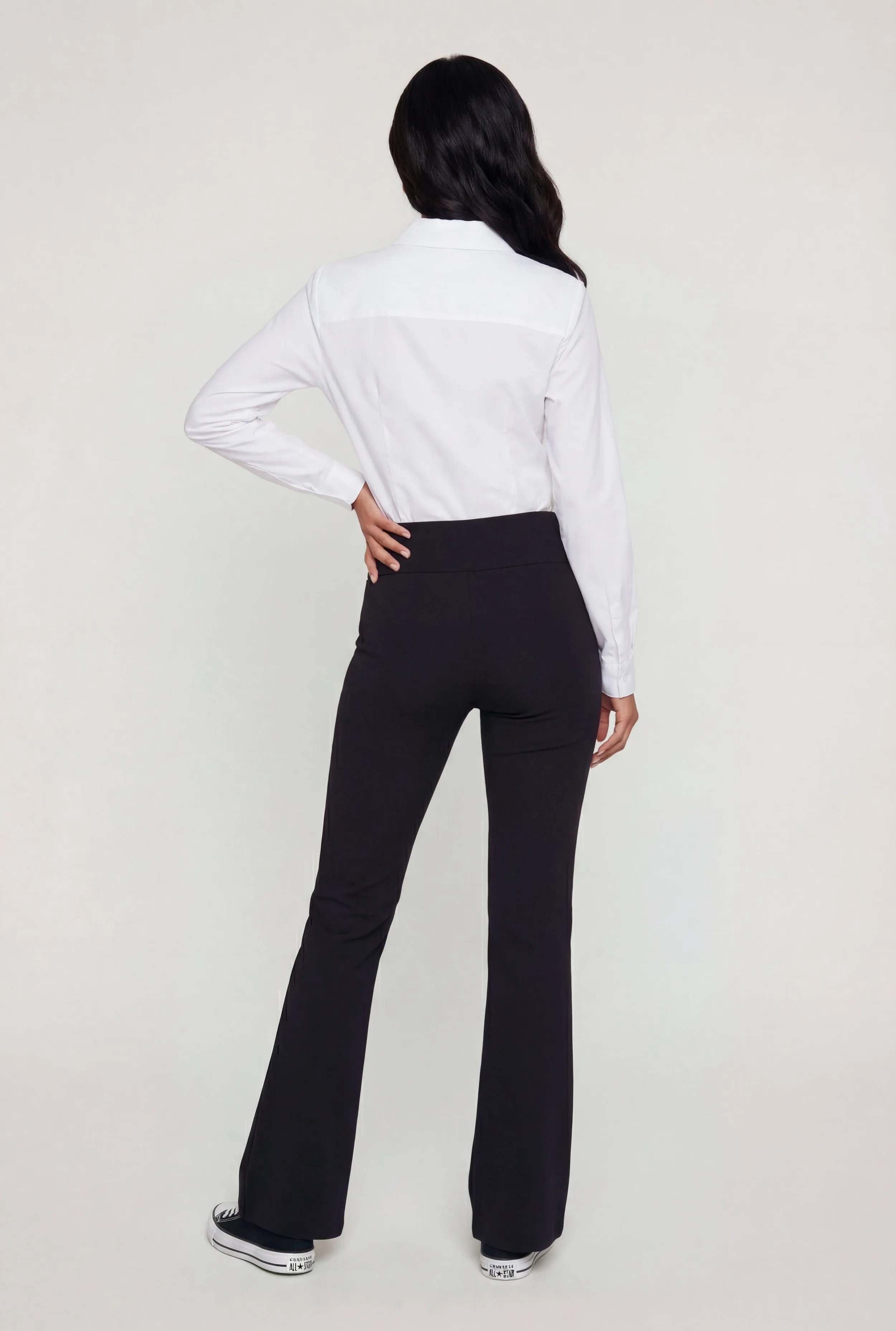 Solid Wide Waist Pull On Flare Pants sold by Rainbow product image thumbnail 5