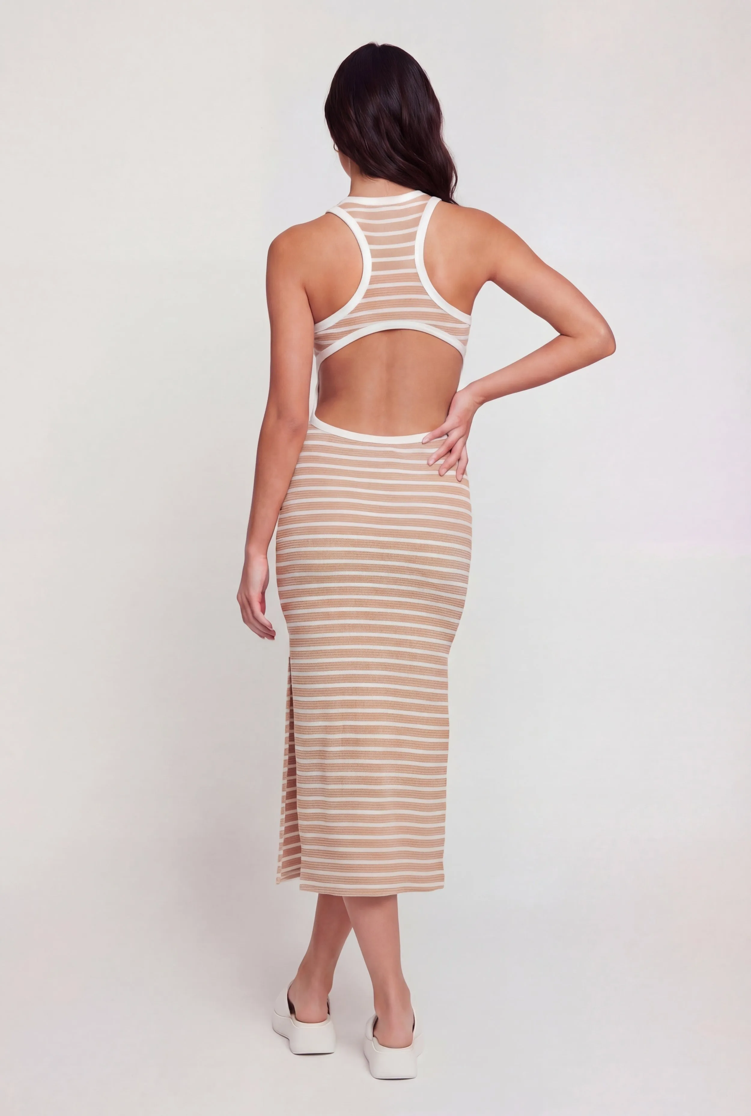 Striped Rib Knit Cutout Side Racerback Dress sold by Rainbow product image thumbnail 3