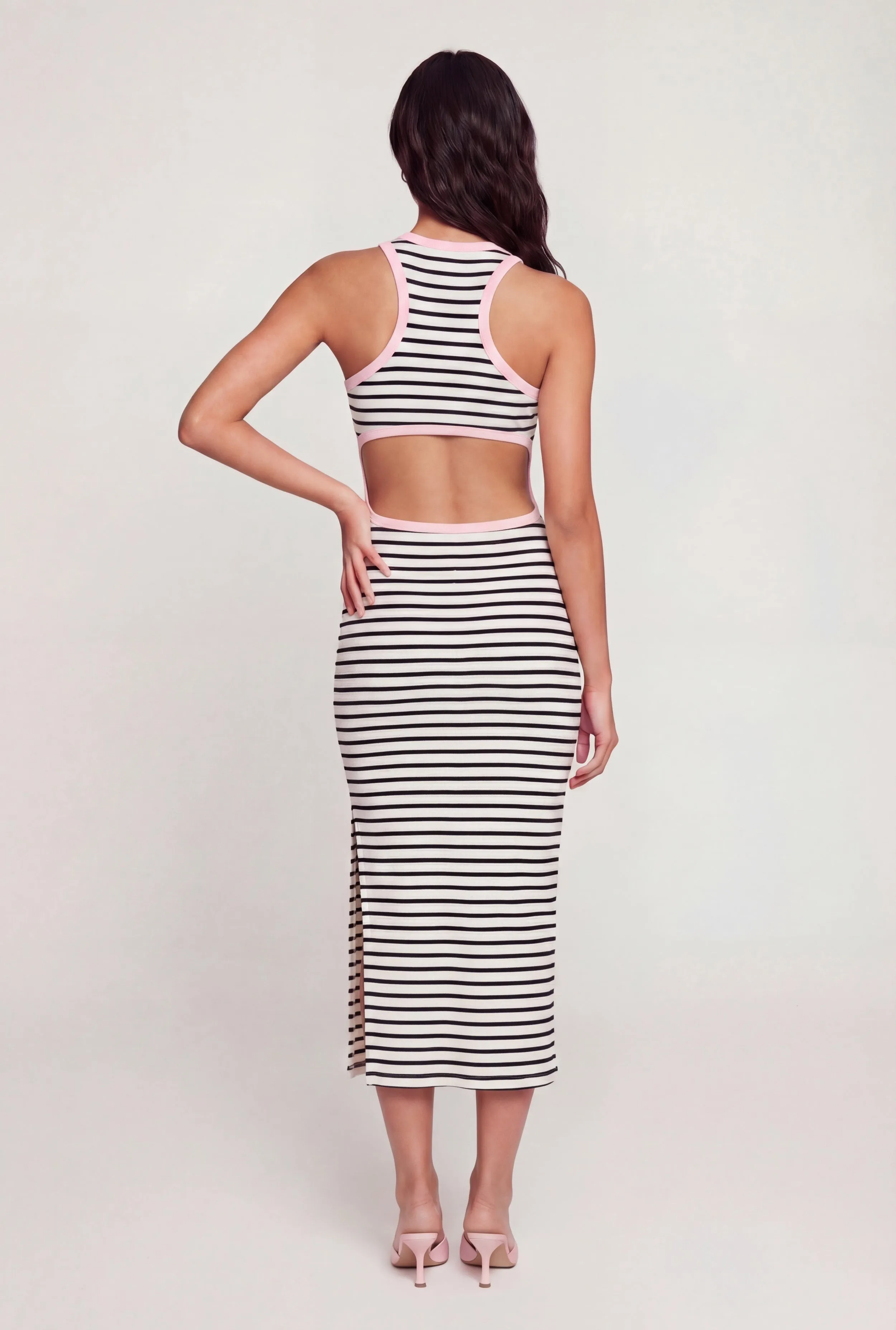 Striped Rib Knit Cutout Side Racerback Dress sold by Rainbow product image thumbnail 3