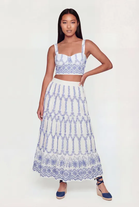 Printed Pattern High Waisted Tiered Maxi Skirt made by Rainbow