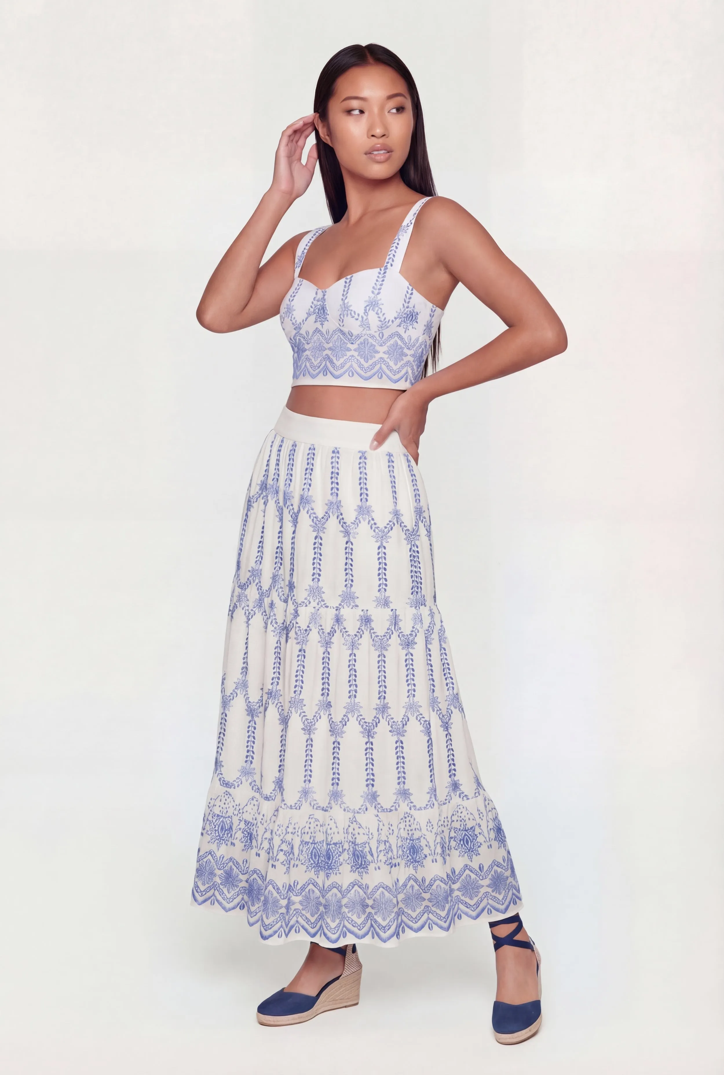 Patterned Lace Up Back Padded Crop Top sold by Rainbow product image thumbnail 3