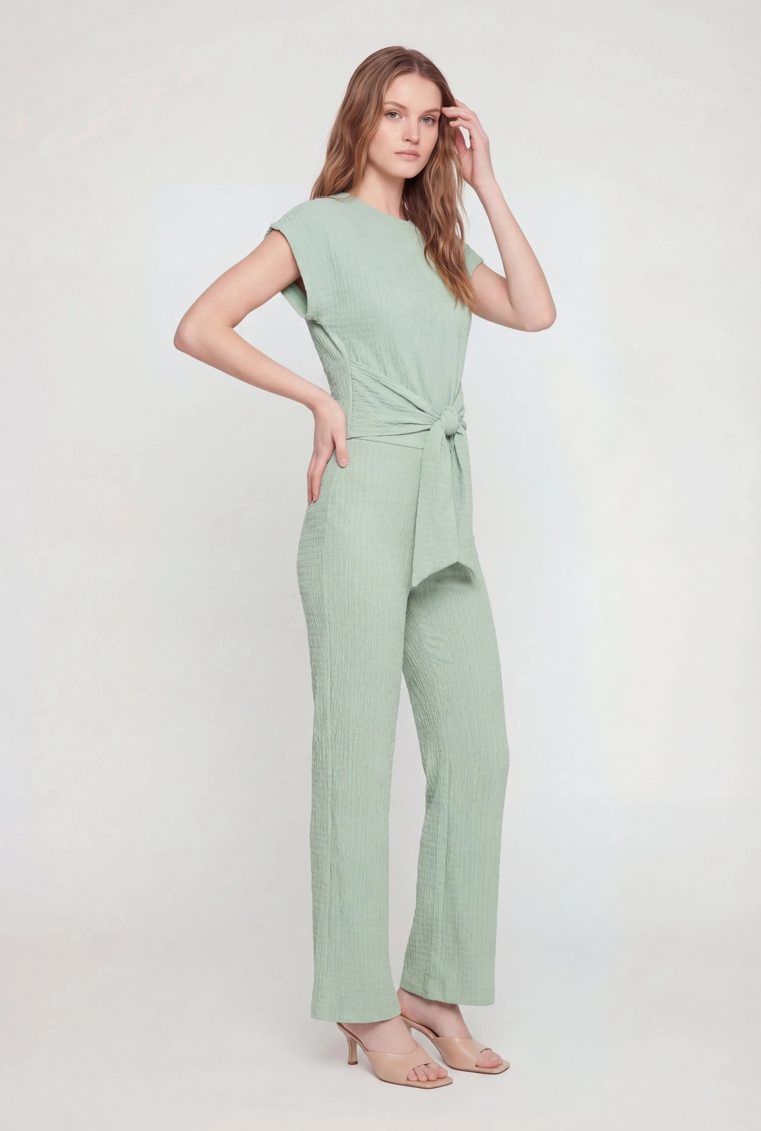 Textured Knit Tie Front Crop Top sold by Rainbow product image thumbnail 3