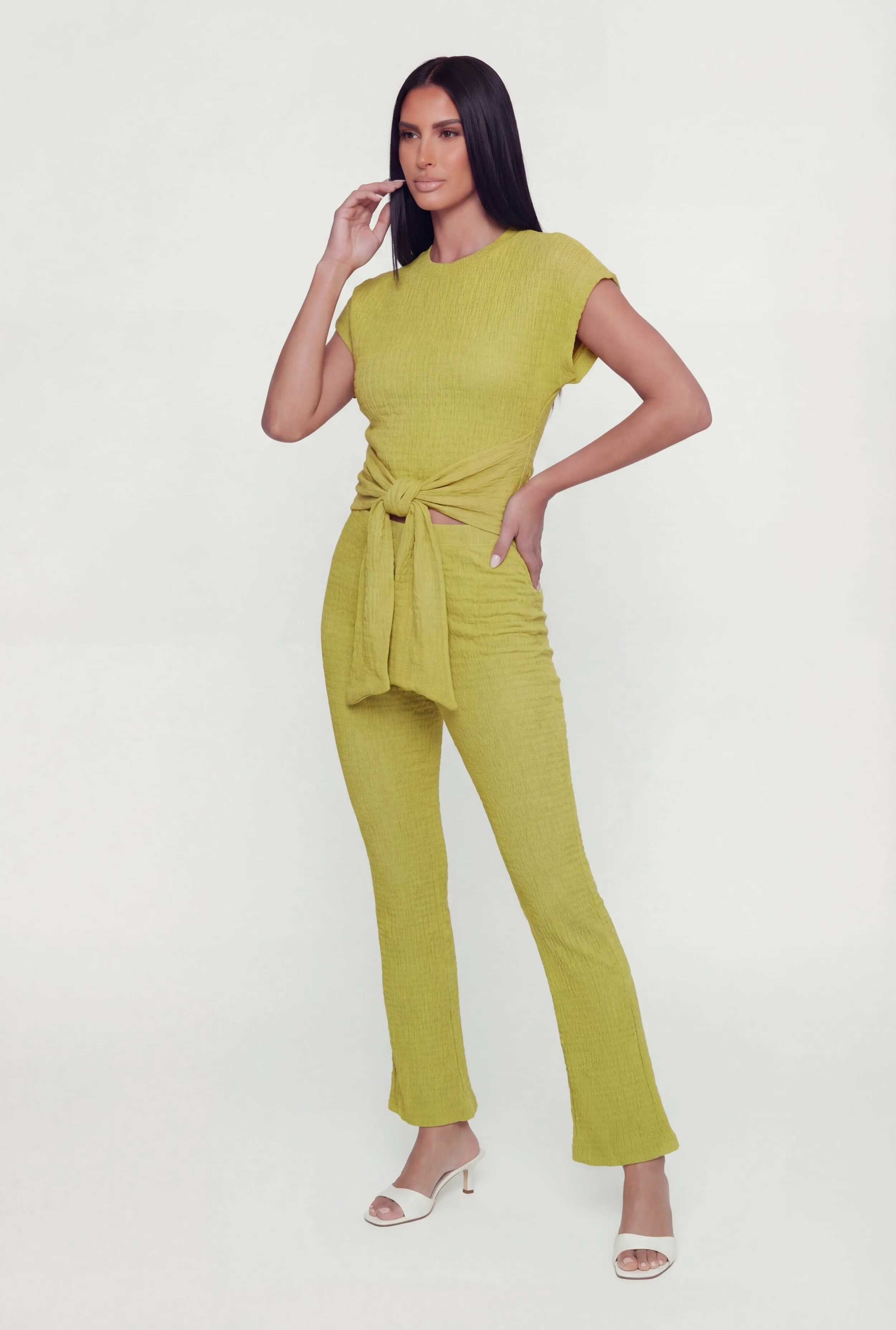 Textured Knit Tie Front Crop Top sold by Rainbow product image thumbnail 3