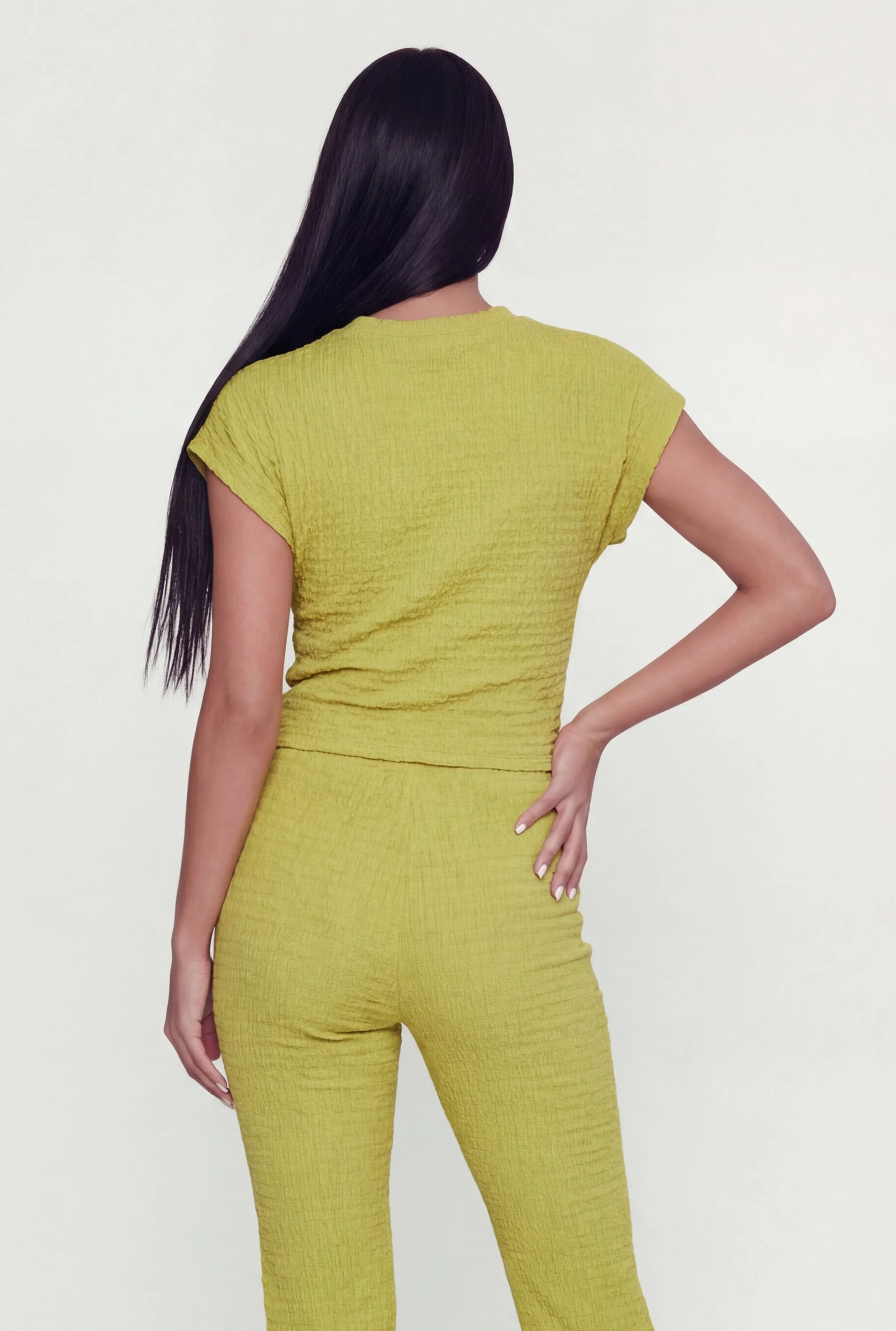 Textured Knit Tie Front Crop Top sold by Rainbow product image thumbnail 5