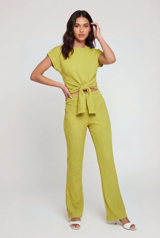 Textured Knit Straight Leg Casual Pants made by Rainbow