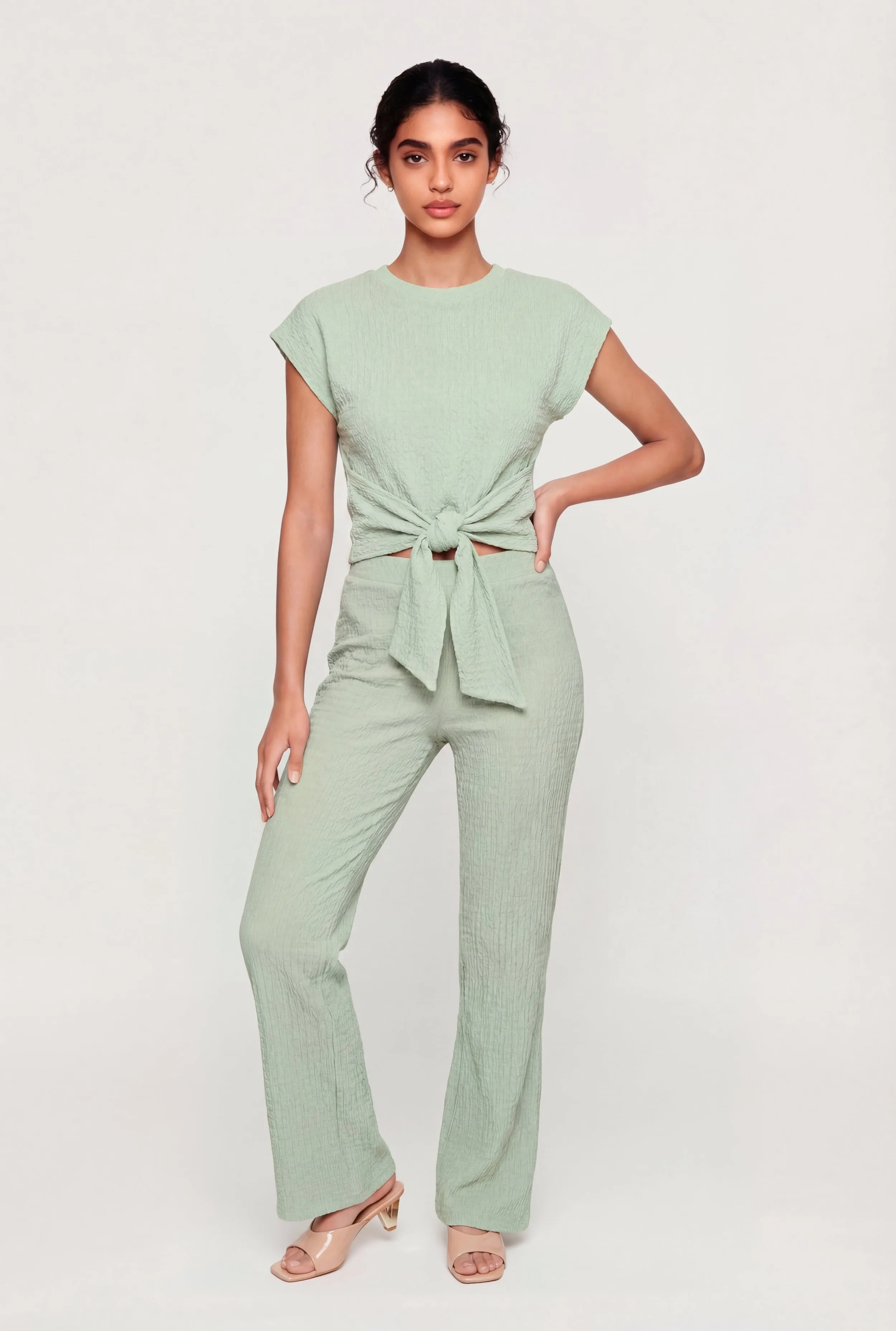 Textured Knit Straight Leg Casual Pants sold by Rainbow