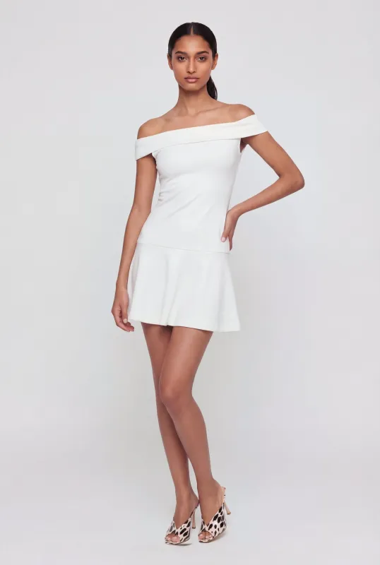 Fold Over Off The Shoulder Drop Waist Skater Dress made by Rainbow