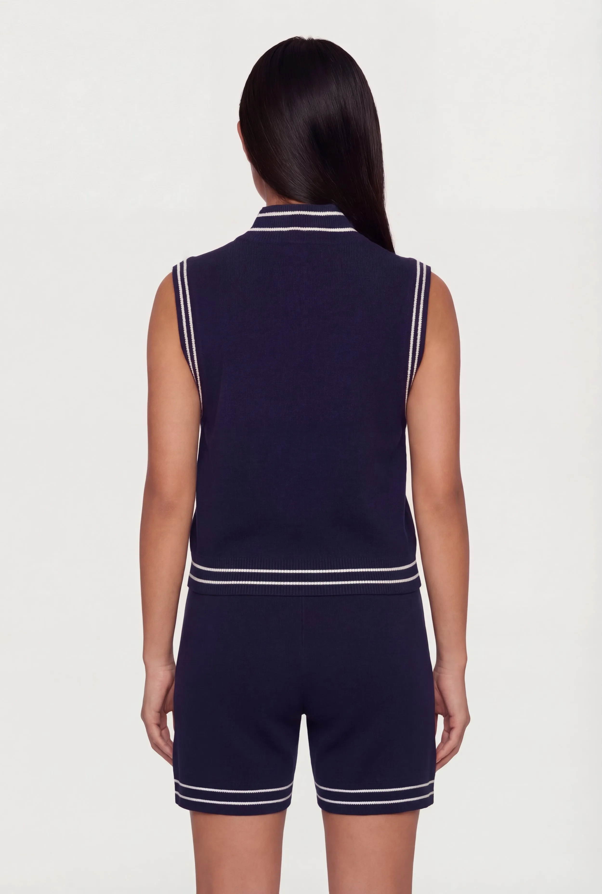 Varsity Stripe Half Zip Front Sleeveless Mock Neck Top sold by Rainbow product image thumbnail 5