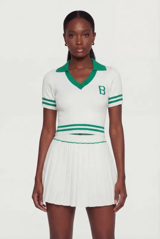 Initial B Varsity Stripe Crop Polo Top made by Rainbow
