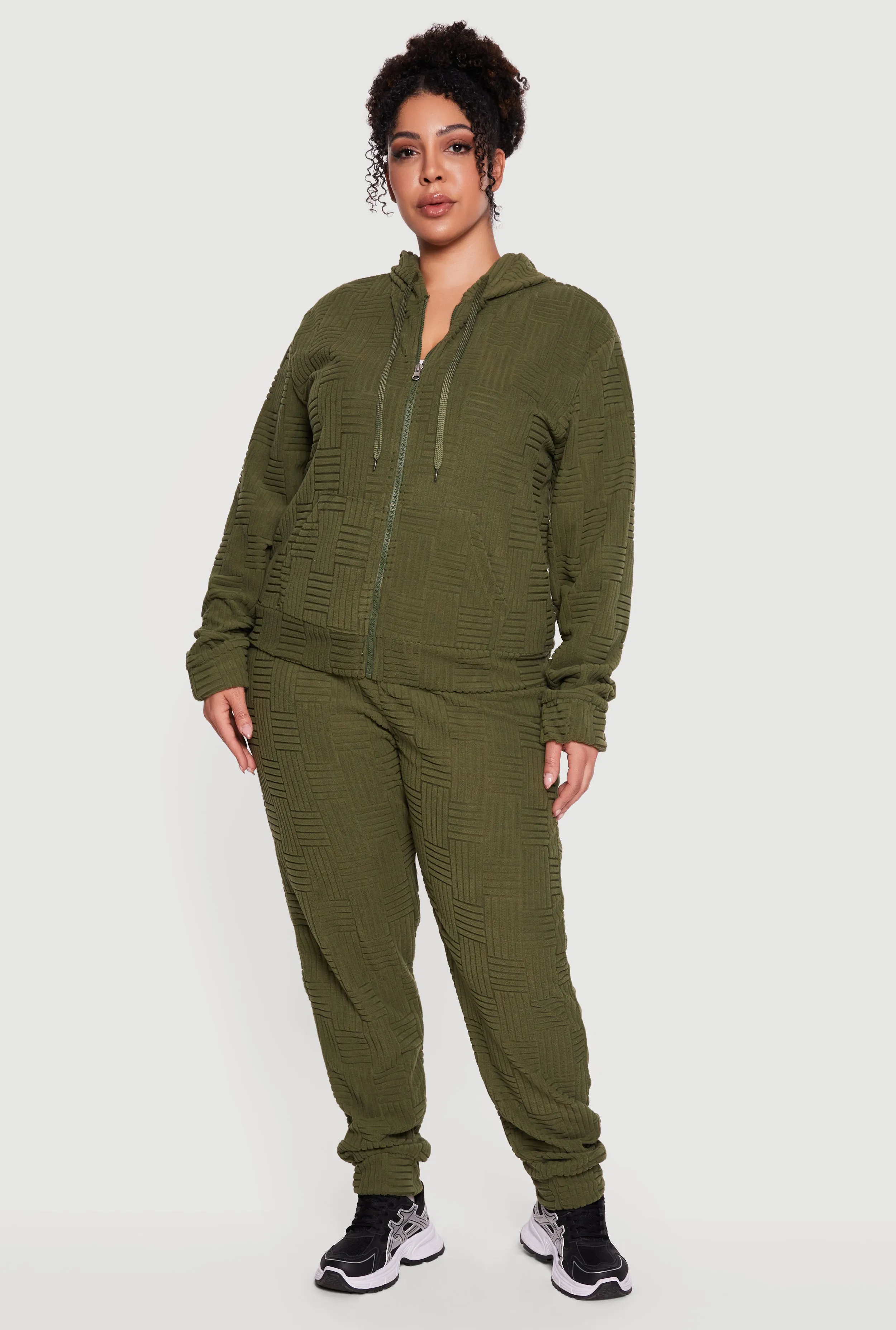 Plus Size Geometric Terry Cloth Drawstring Waist Sweatpants sold by Rainbow product image thumbnail 4