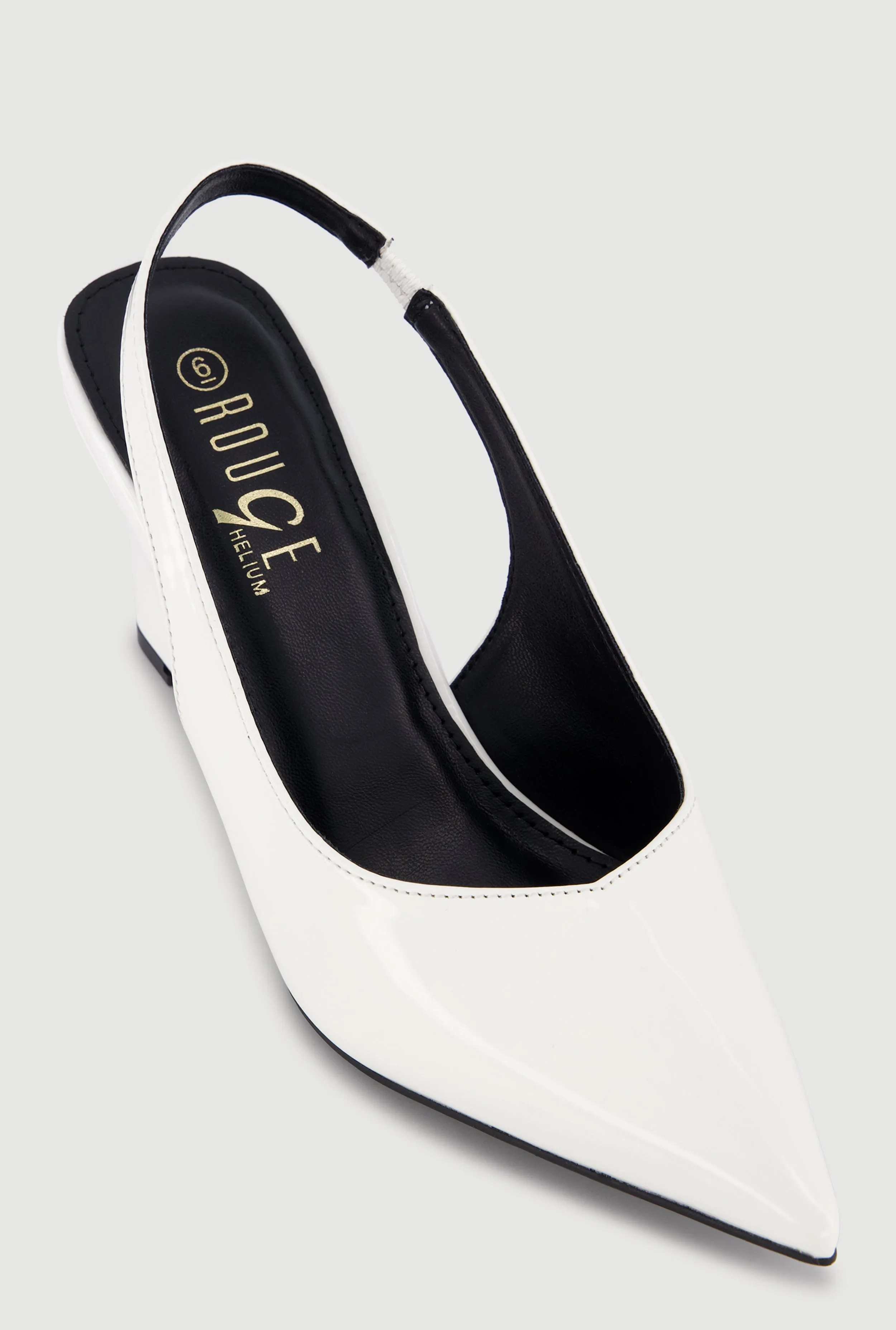 Faux Leather Pointed Toe Sling Back Wedge Heels sold by Rainbow