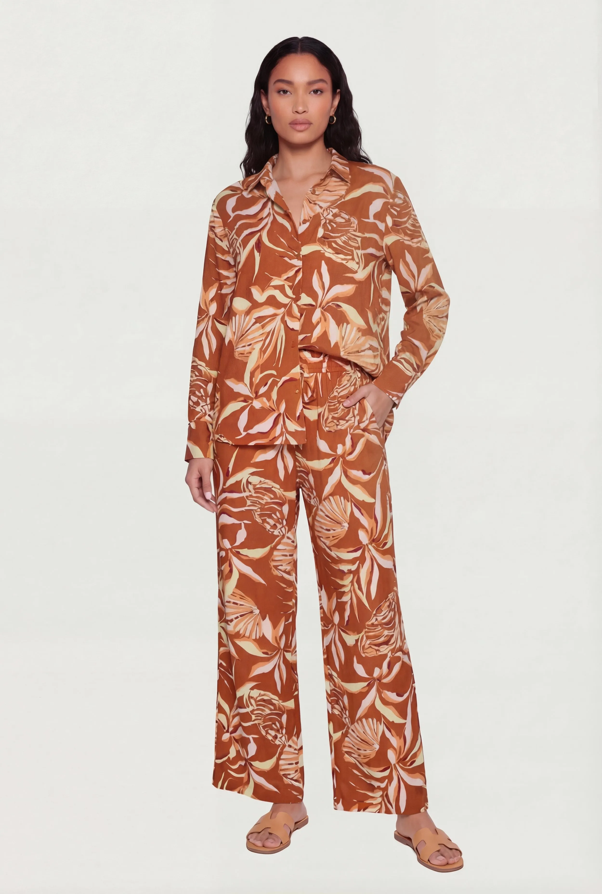 Floral Print Drawstring Waist Wide Leg Casual Pants sold by Rainbow