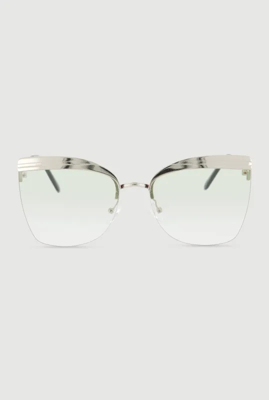 Metallic Browline Sunglasses made by Rainbow