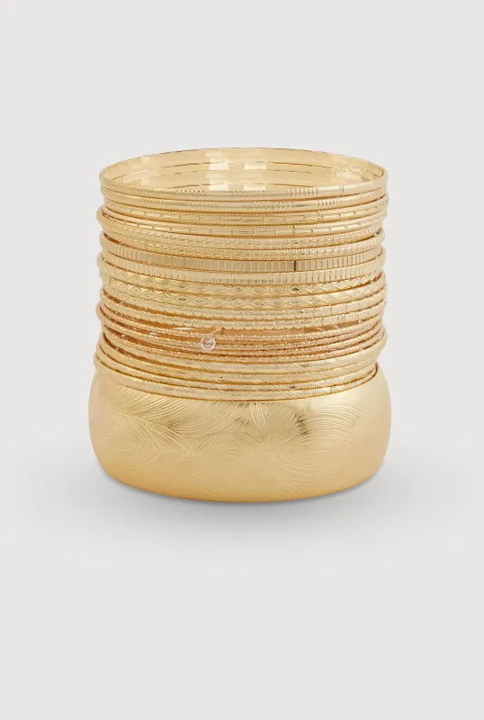 Assorted Metallic Bangles Set of 21 made by Rainbow