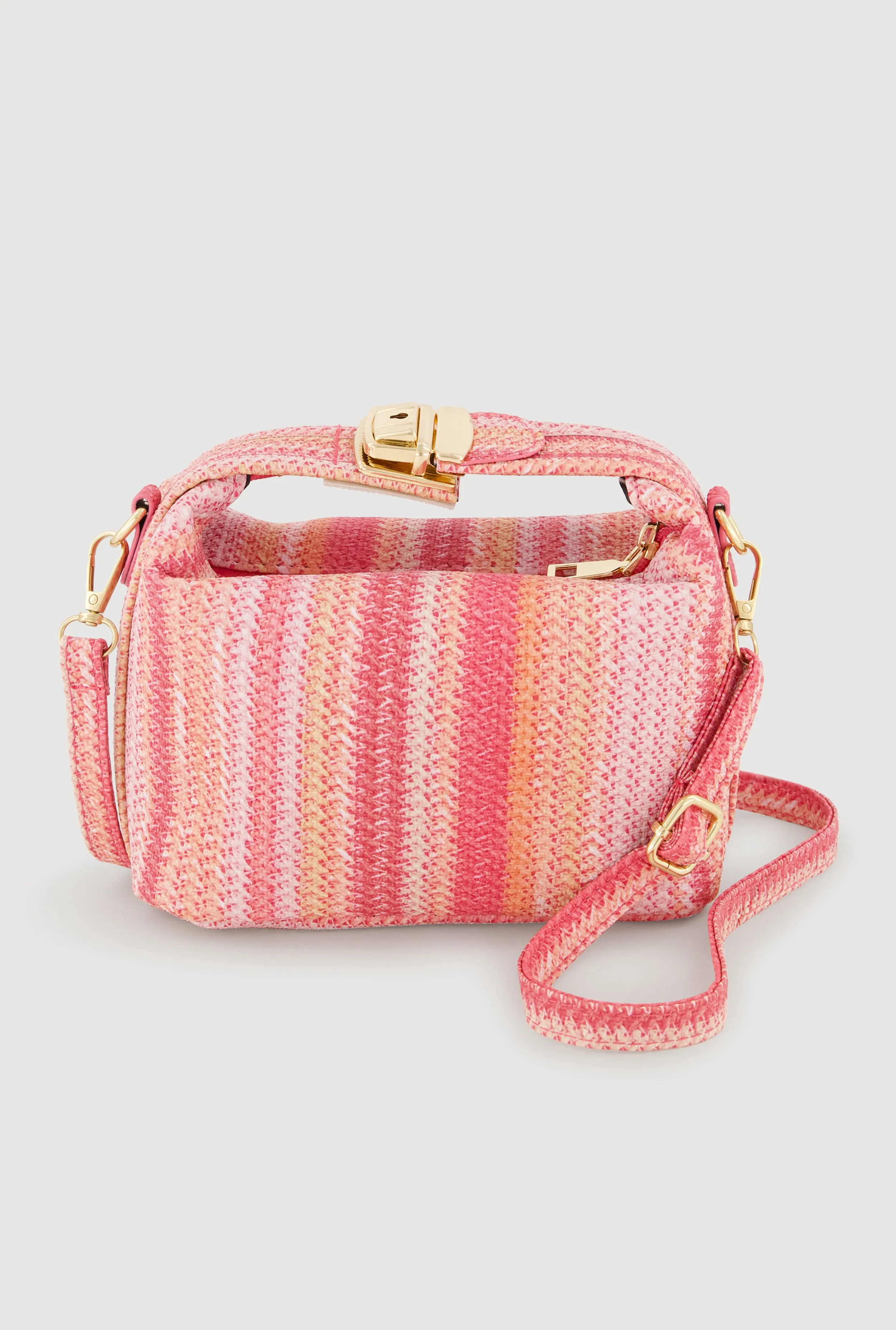 Striped Raffia Print Convertible Crossbody Bag sold by Rainbow