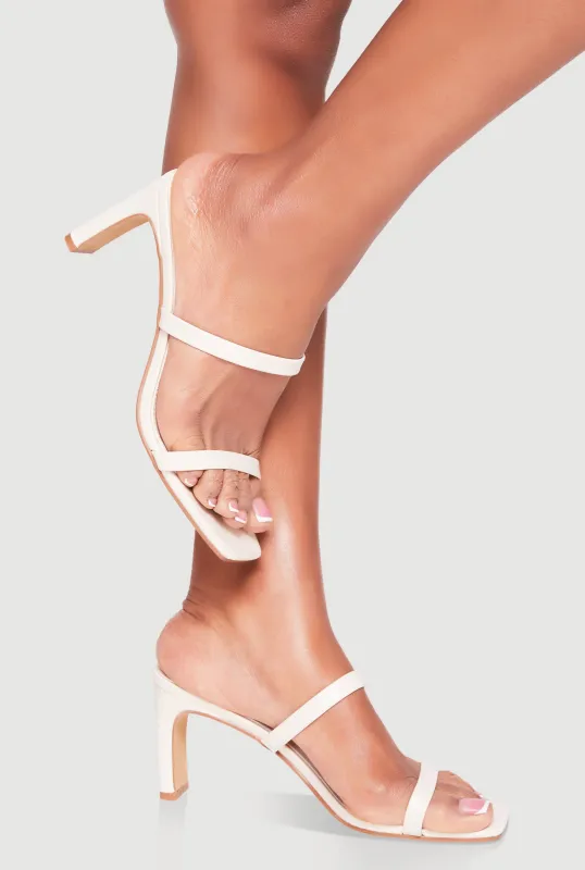 Double Band Open Toe Mid Heels made by Rainbow