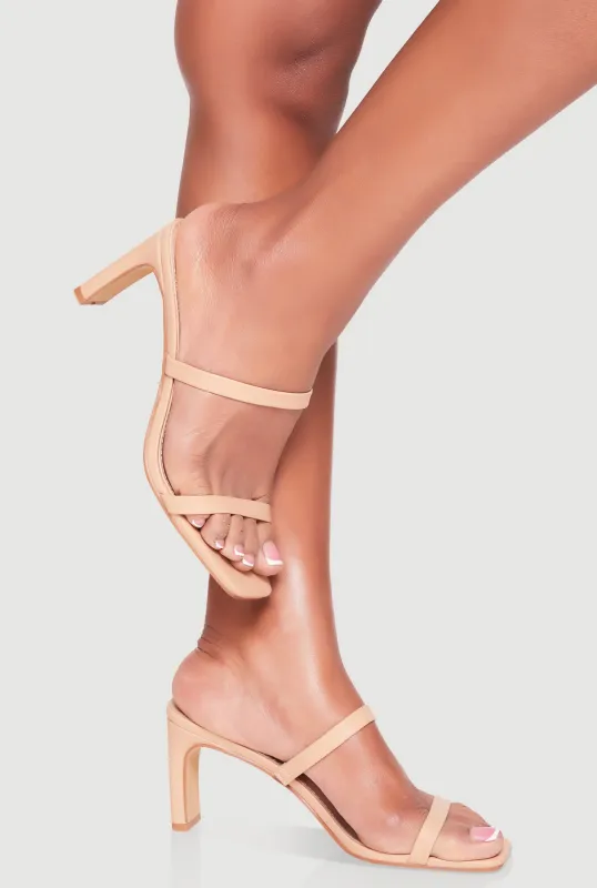 Double Band Open Toe Mid Heels made by Rainbow
