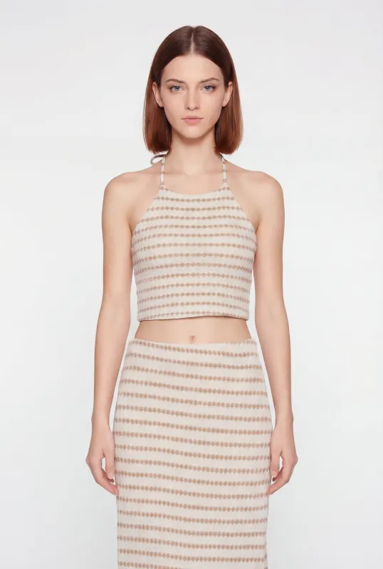Geometric Striped Halter Crop Top made by Rainbow