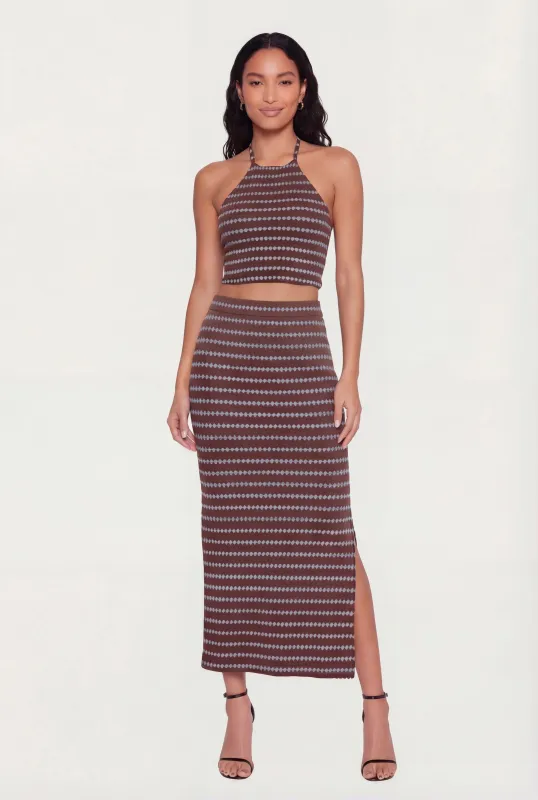 Geometric Striped Maxi Skirt made by Rainbow