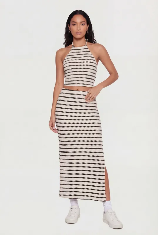 Geometric Striped Maxi Skirt made by Rainbow