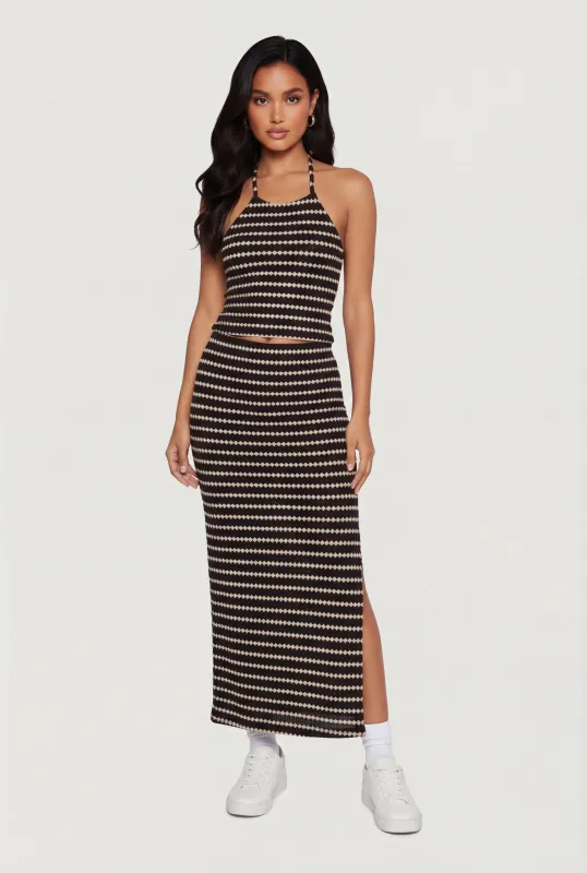 Geometric Striped Maxi Skirt made by Rainbow
