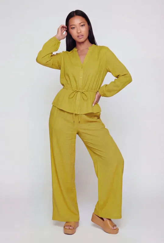 Textured Knit High Waisted Wide Leg Pants made by Rainbow