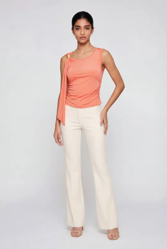 Metallic Detail Ruched Side Scarf Top made by Rainbow