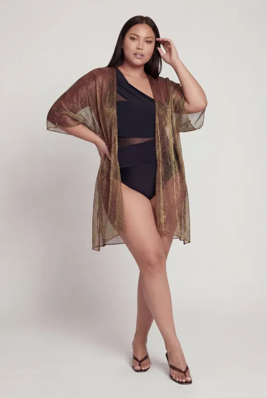 Animal Print Lurex Fishnet Swim Cover Up made by Rainbow