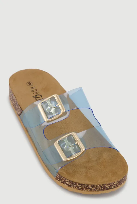 Double Buckle Band Footbed Sandals made by Rainbow