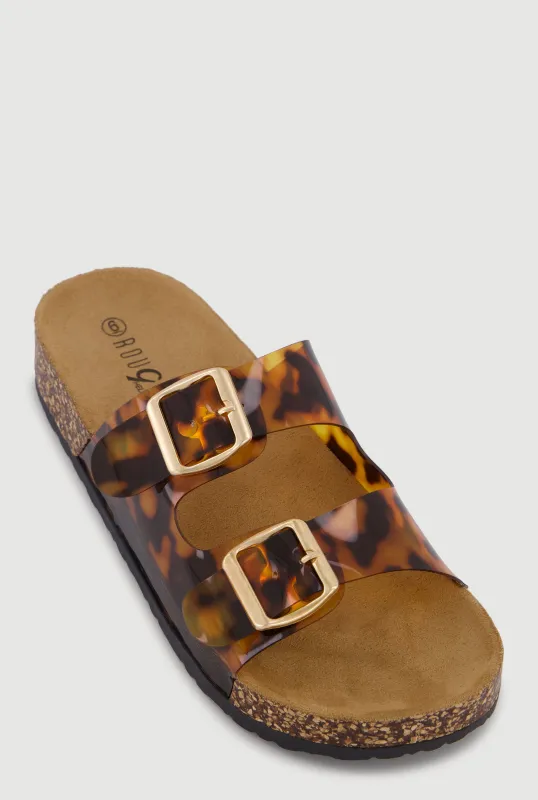 Double Buckle Band Footbed Sandals made by Rainbow