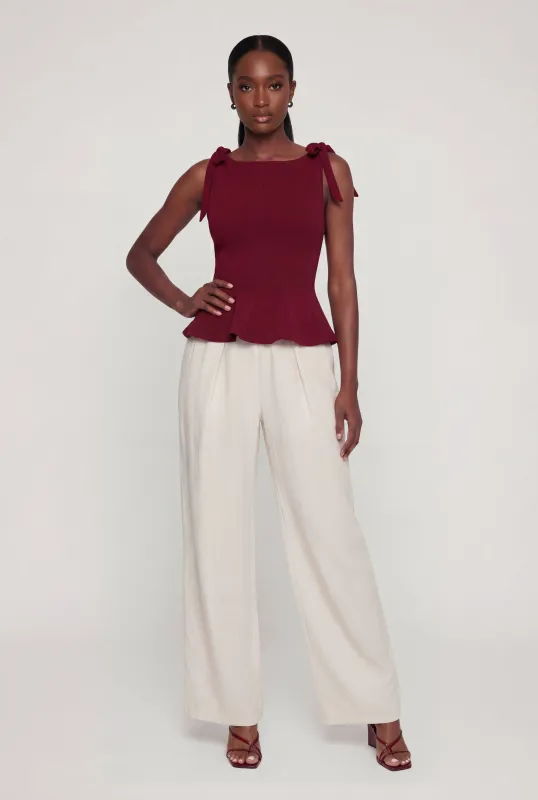 High Waisted Pleated Front Wide Leg Pants made by Rainbow