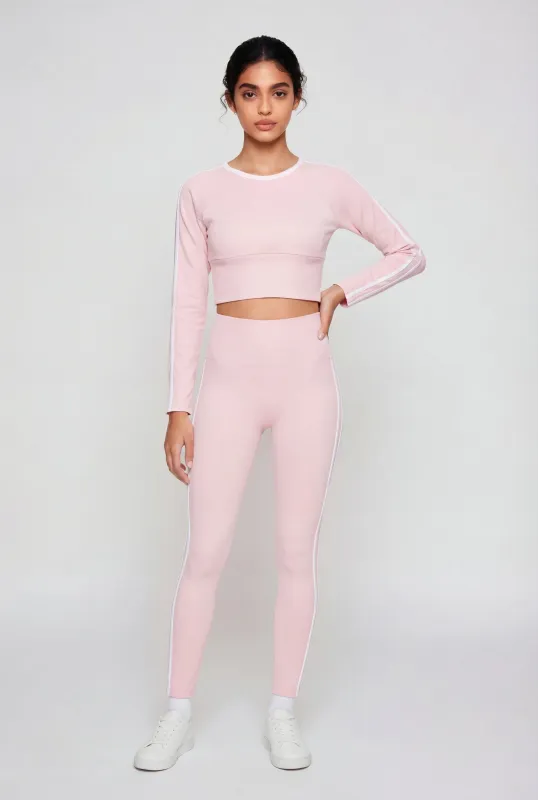 Varsity Stripe Side Seamless Leggings made by Rainbow