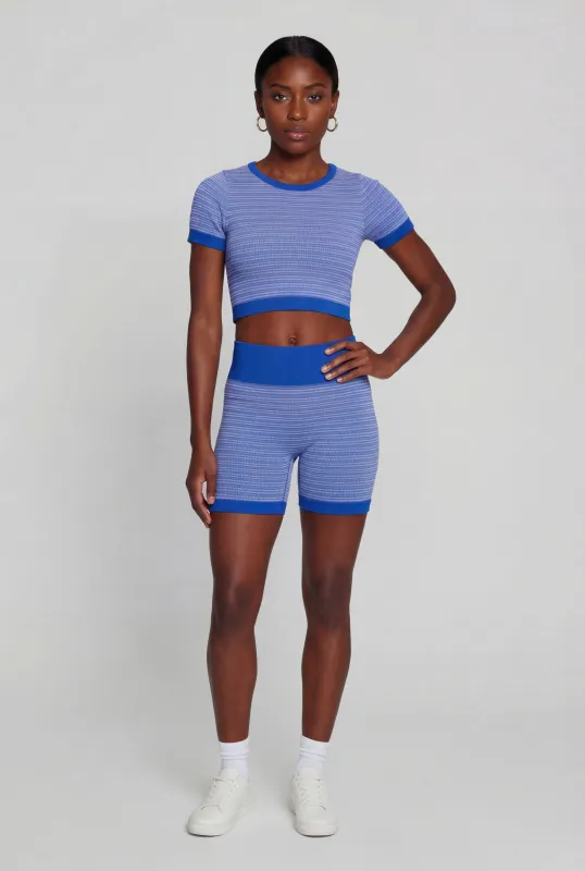 Striped Seamless High Waisted Bike Shorts made by Rainbow