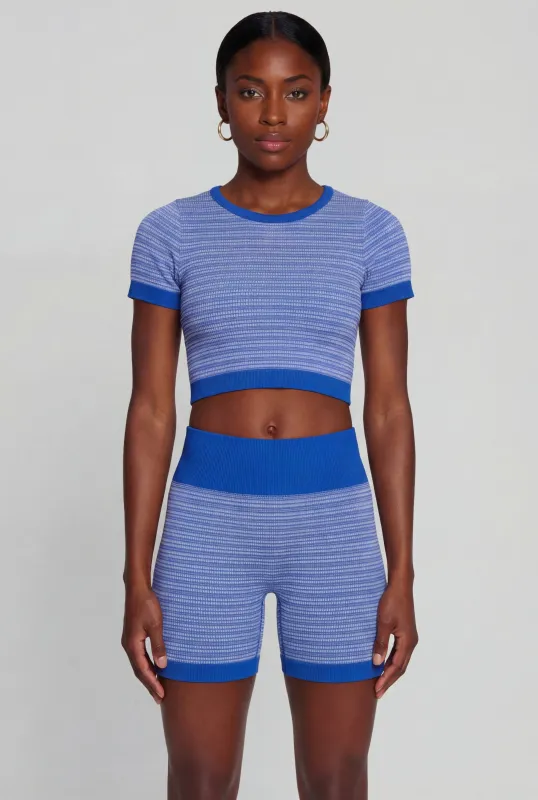 Striped Seamless Short Sleeve Crop Top made by Rainbow