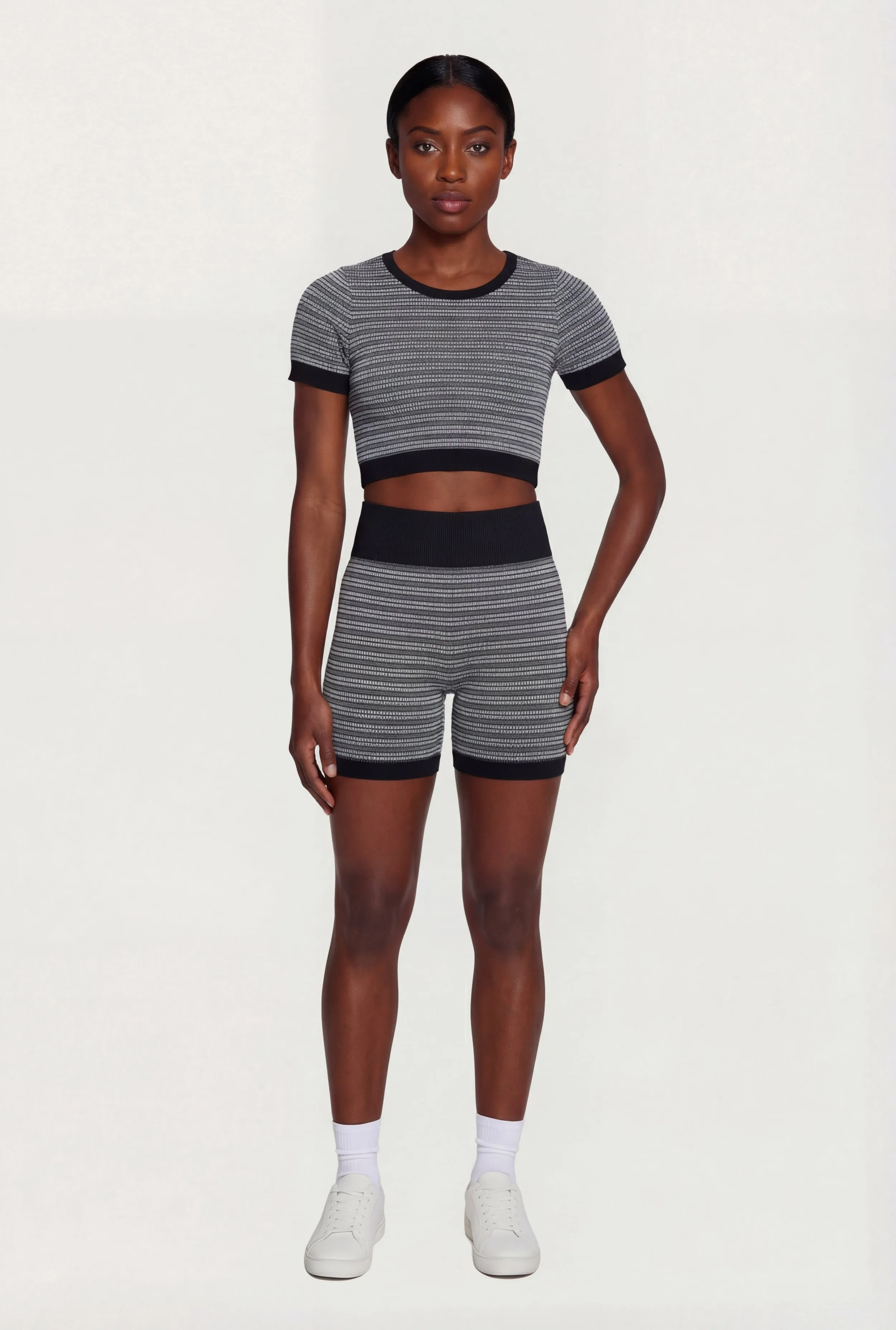 Striped Seamless High Waisted Bike Shorts sold by Rainbow