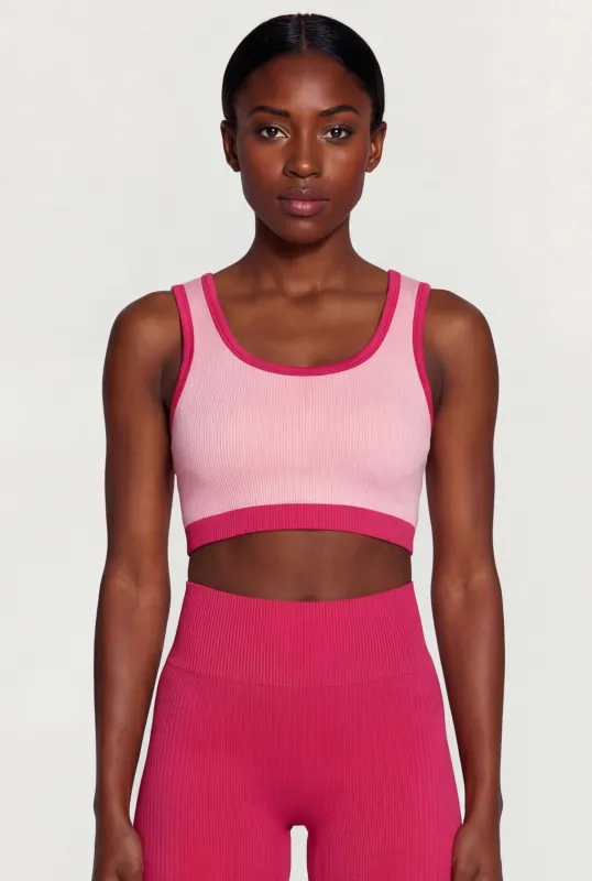 Contrast Trim Seamless Ribbed Cropped Tank Top made by Rainbow